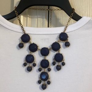 Statement Necklace, Goldtone and Navy